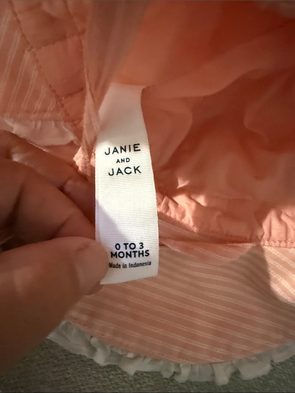 Janie and Jack Pink Striped Sun Hat with White Bow Sz 0-3